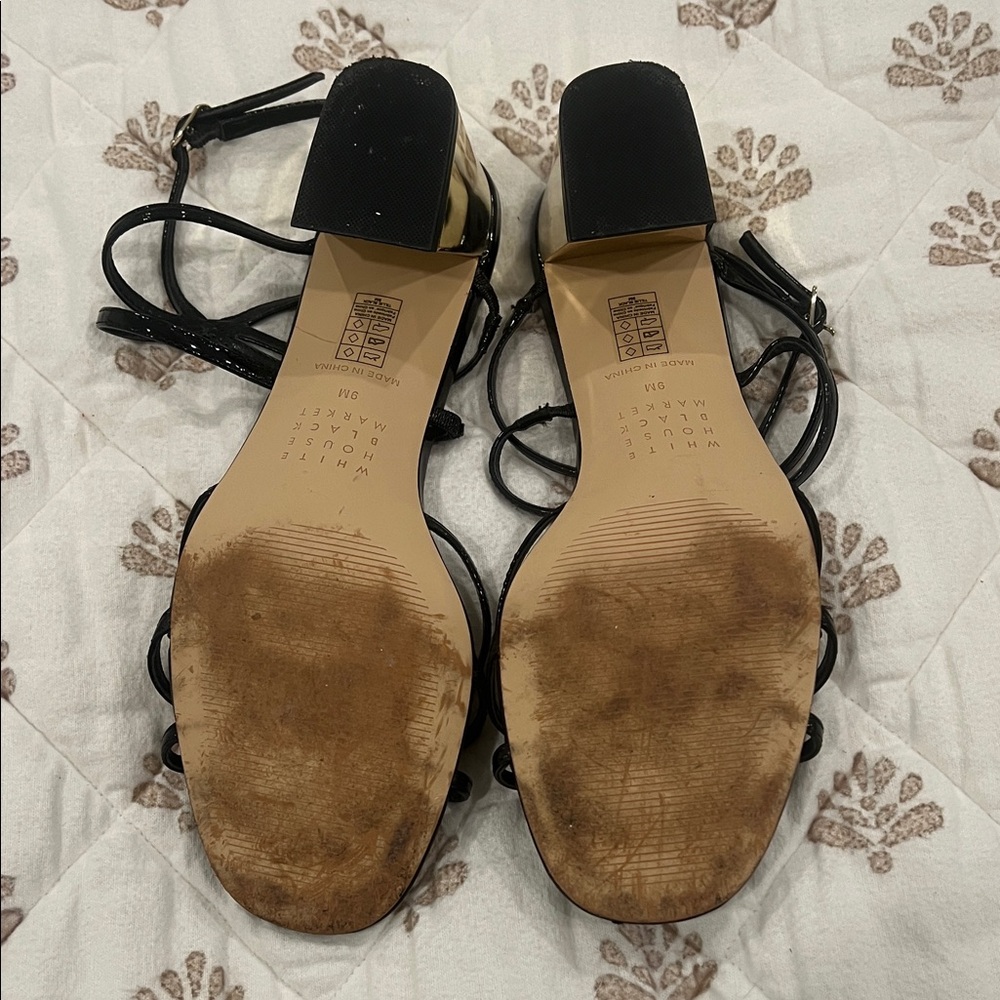White House Black Market Elegant Black Strappy Women's Sandals - Picture 4 of 8